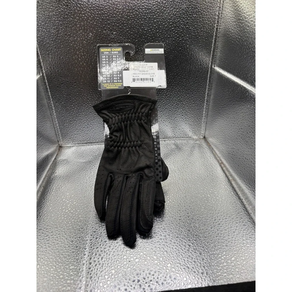 Heritage Pro-Fit Show Gloves Black Genuine Cabretta Leather Equestrian Size 7